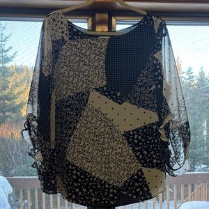 Calvin Klein Black and White Patchwork Blouse